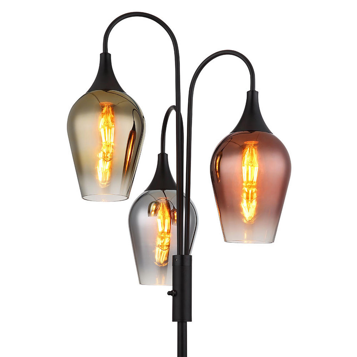 LED STEHLEUCHTE Glas Schwarz Chrom Kupfer - Schwarz, Glas (43/43/165cm) - Globo Lighting