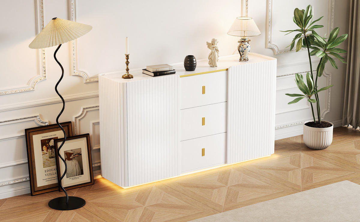SIDEBOARD Weiß 150/35/80 cm - Weiß, Holzwerkstoff (35/80/150cm) - Urban Meuble
