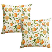 ZIERKISSENBEZUG 2er Set 45 x 45 cm Orangen Floral - Multicolor, Textil (45/45cm)