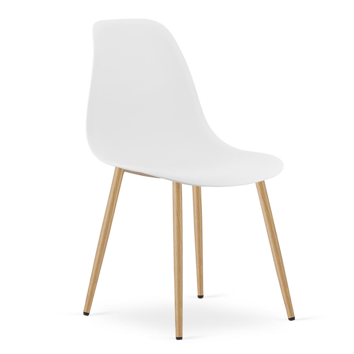 ESSZIMMERSTUHL 4-er Set KALEO weißer Sitz, natürliche Beine - Weiß/Naturfarben, Kunststoff (46/84/51cm) - Valora