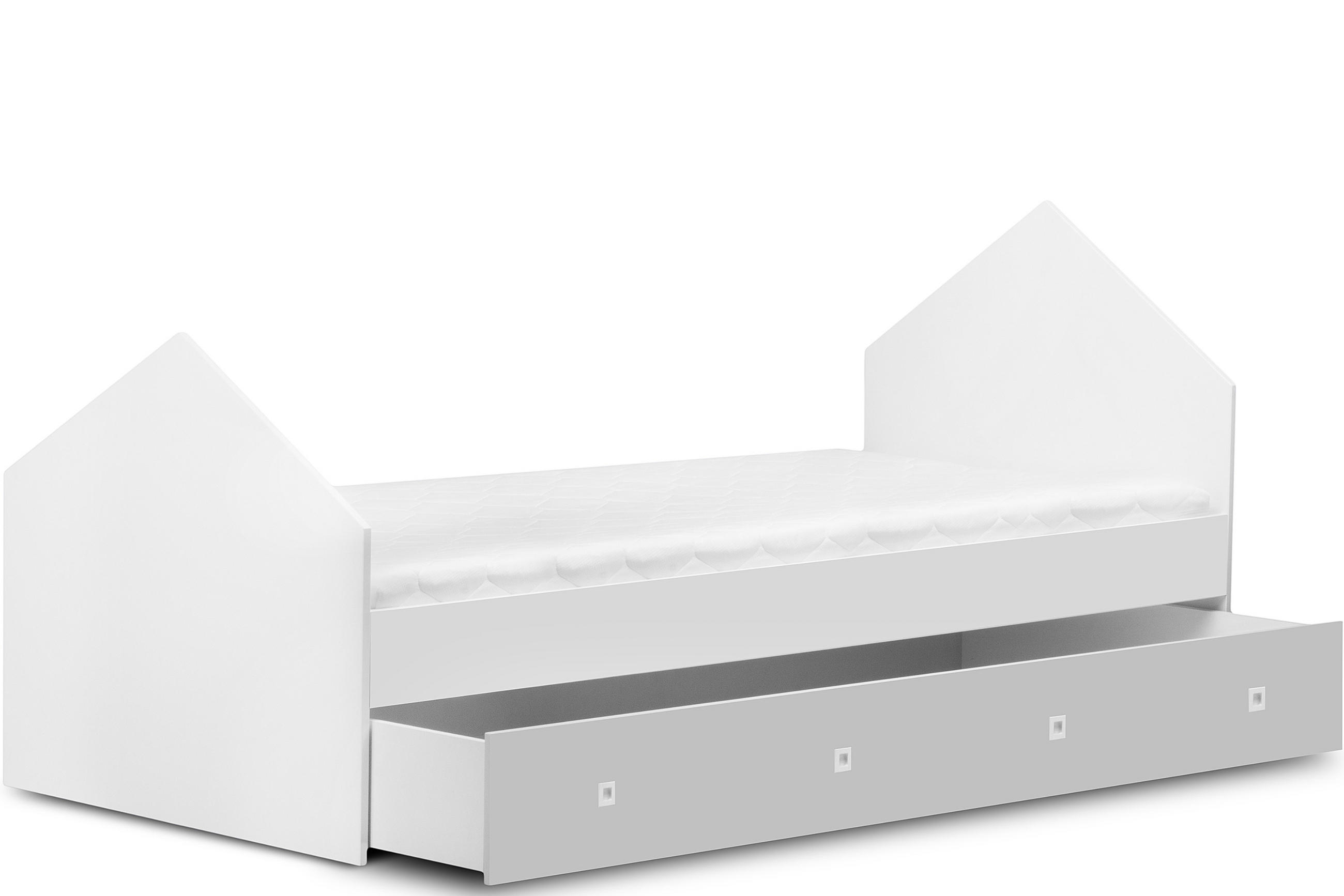 HAUSBETT MIRUM für Kinder, Weiß/Grau - Weiß/Grau, Holz (200/90cm) - KONSIMO®