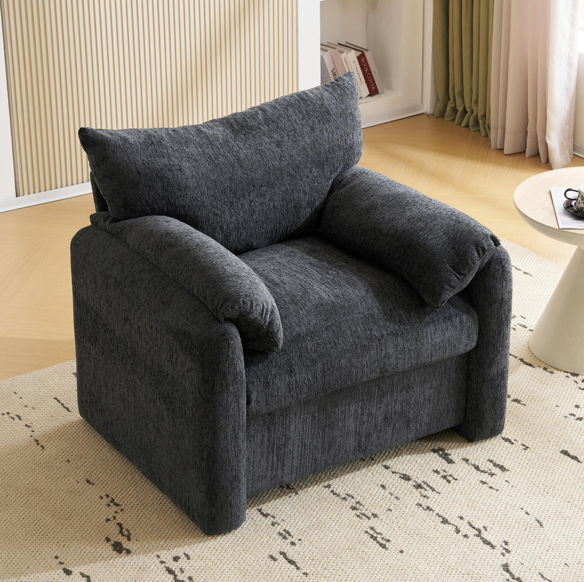 SESSEL 96/82/84 cm grau aus Chenille mit ergonomischer Polsterung - Grau, Textil (82/84/96cm) - OKWISH
