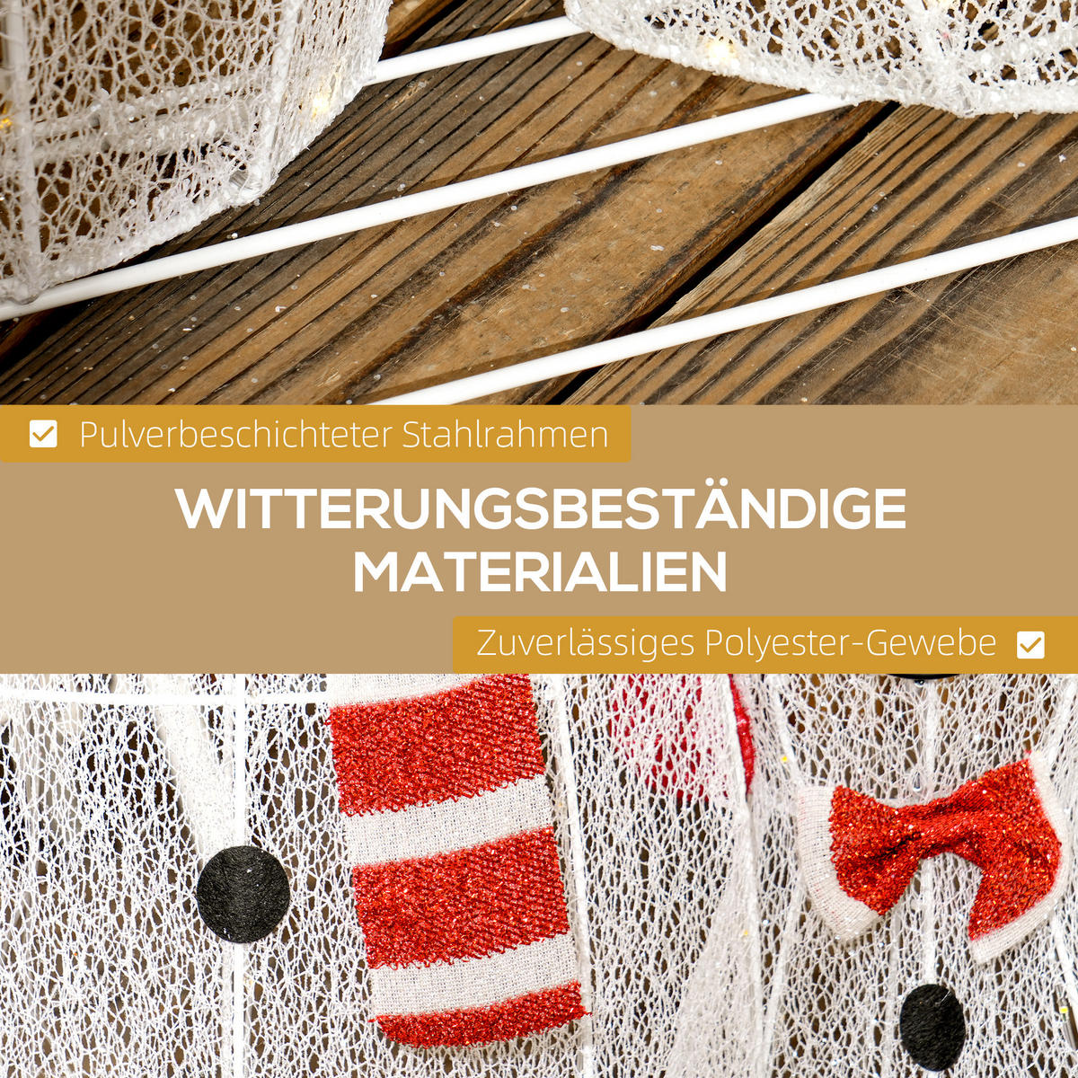 148ER LED Schneemann, Weihnachtsdeko in warmweiß, Weihnachtsbeleuchtung - Weiß, Kunststoff/Metall (34/93/67cm) - Outsunny