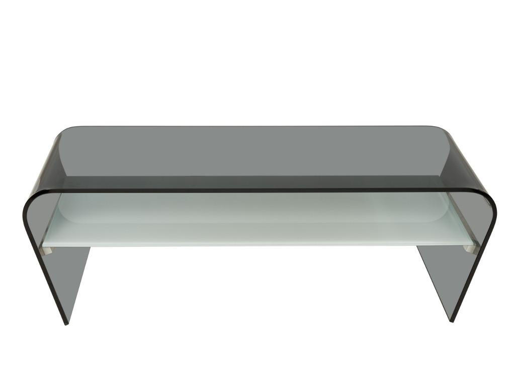 COUCHTISCH mit Ablage - Glas Design - Schwarz-Weiß - KELLY - Schwarz, Glas (120/60/37cm) - Vente-Unique