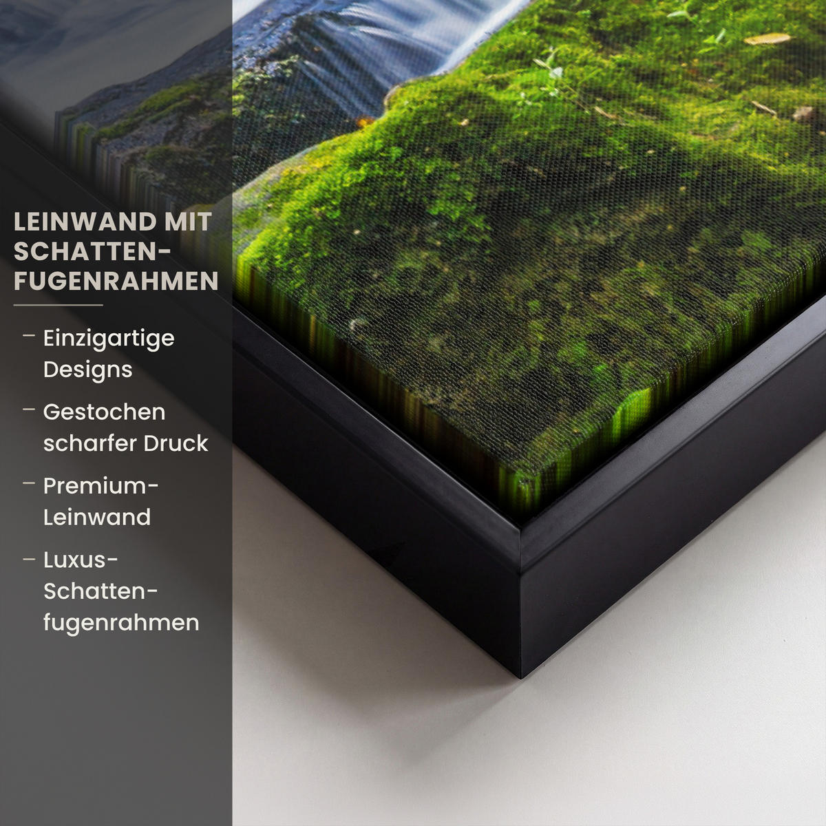 LEINWAND Bilder mit Rahmen - Dschungel - Wasserfall - Australien - Pflanzen - Natur - 40x60 - Dunkelgrün, Textil (40/60cm) - MuchoWow