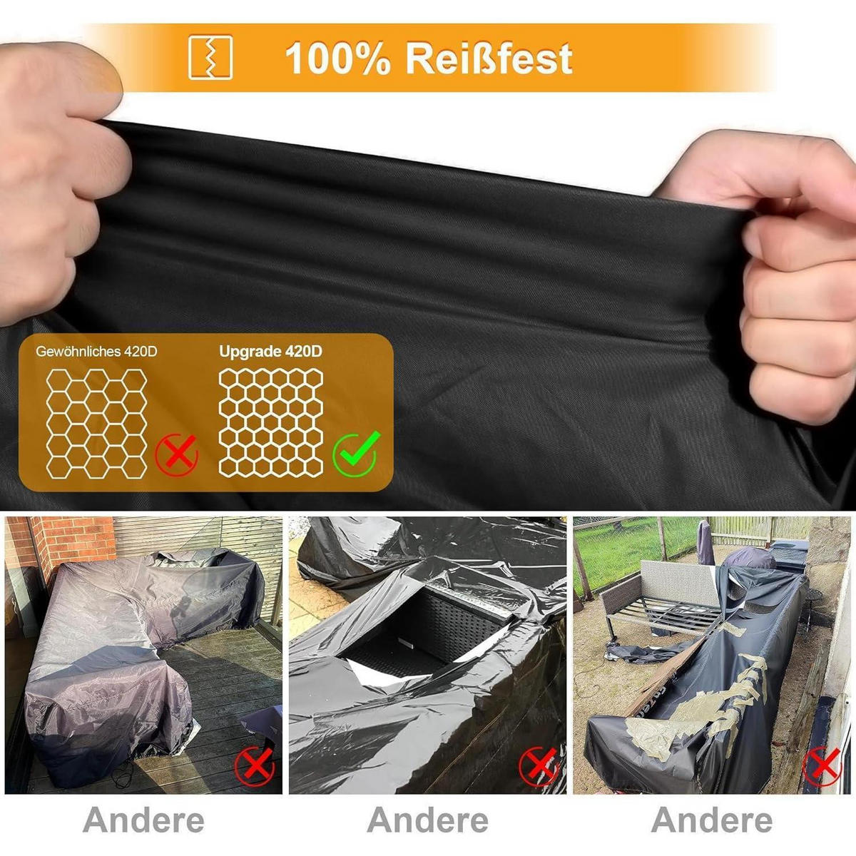 ABDECKHAUBE Terrassen-V-förmig 215,9 x 216 x 85 cm - Schwarz, Textil (216/85/216cm)