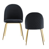 ESSZIMMERSTUHL 2er Set Samtbezug mit Metallgestell Schalenform Skandinavisch gepolstert, Schwarz 53x50x87 cm - Goldfarben/Schwarz, Textil/Metall (53/87/50cm) - KADIMA DESIGN
