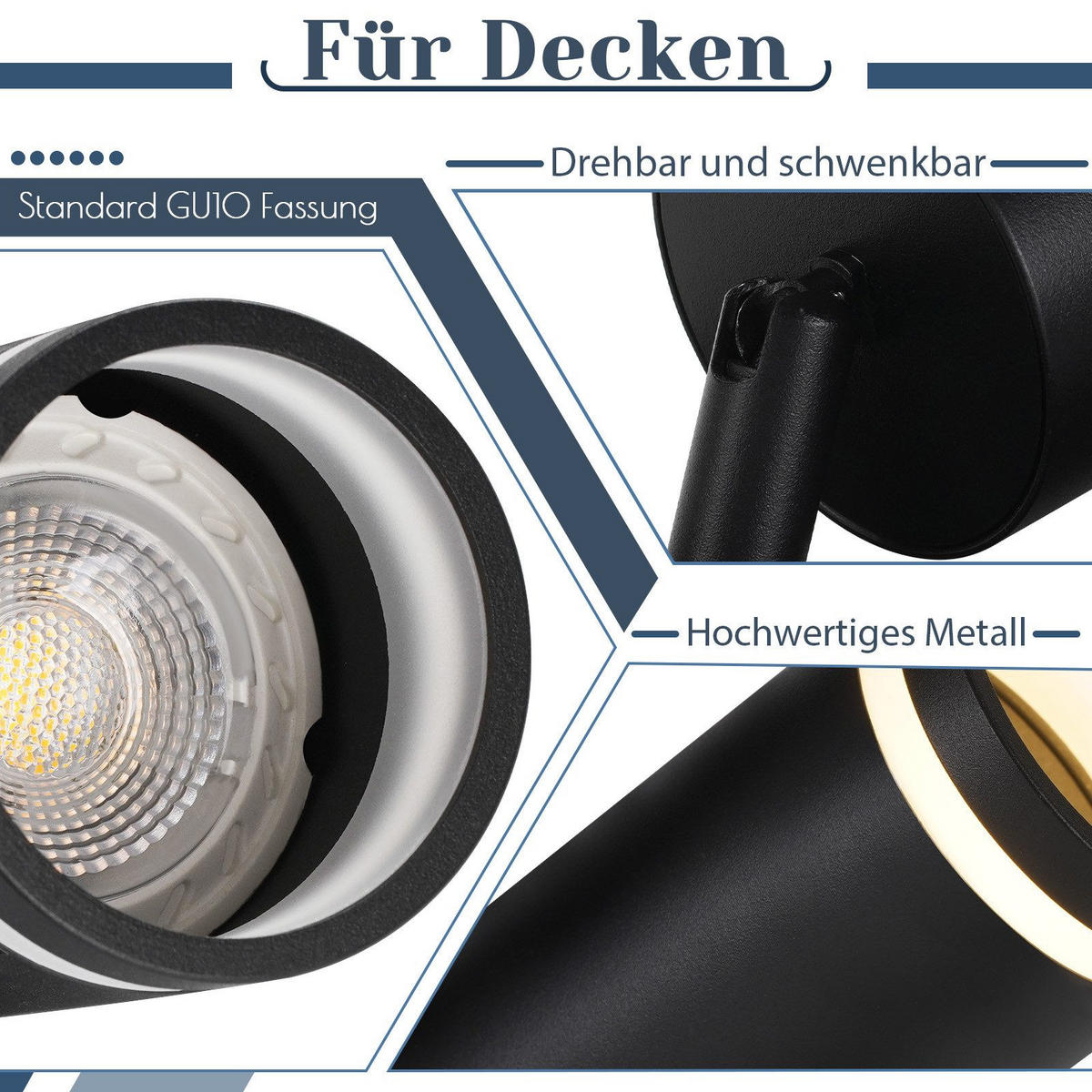 STRAHLER Taunus 2-flammig 28.5/5/17 cm - Schwarz, Metall (28.5/5/17cm) - Nettlife