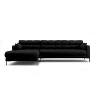 ECKSOFA links Mamaia aus strukturiertem Stoff schwarz 5 Sitzplätze - Schwarz, Textil (185/293cm) - Micadoni