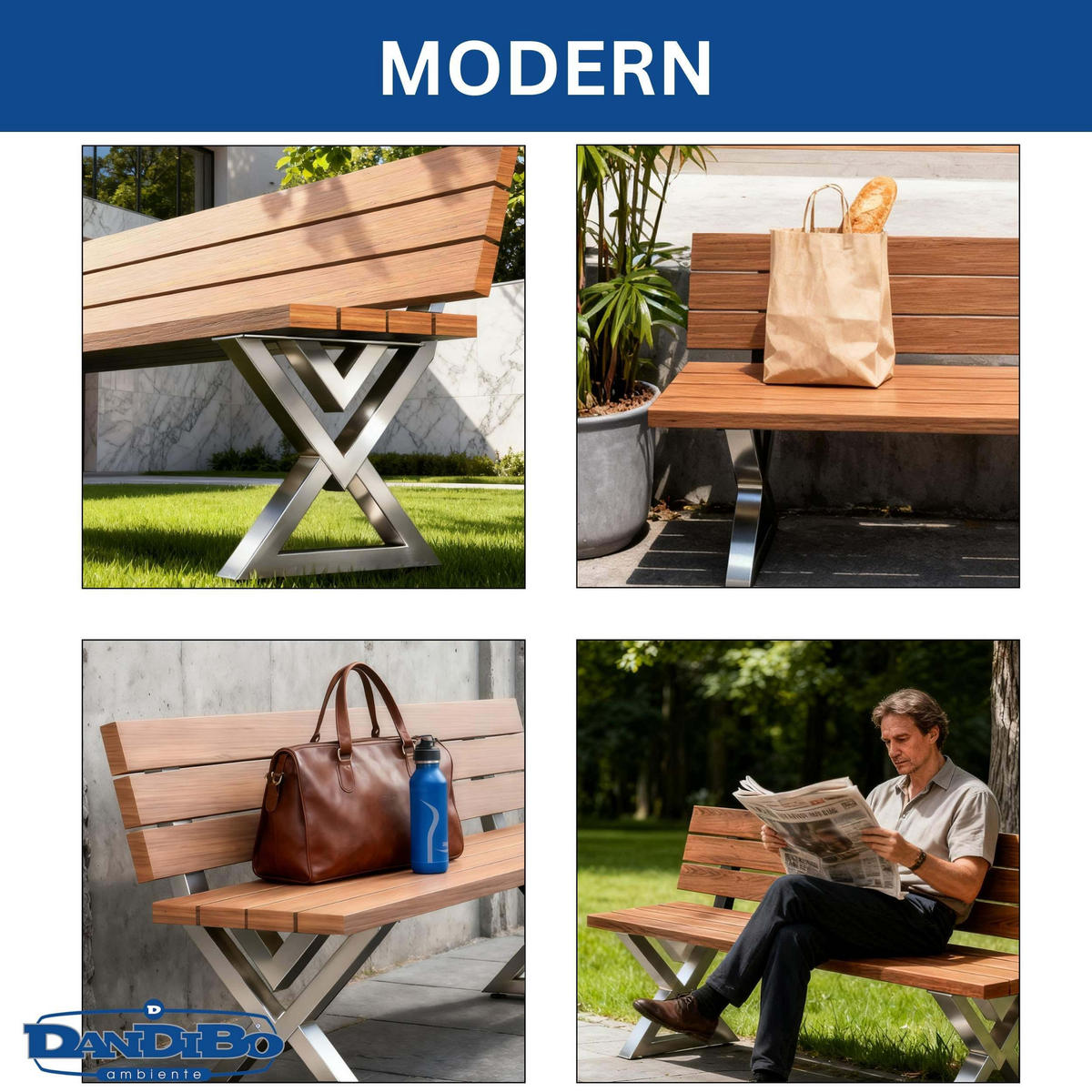 BANKGESTELL mit Lehne Edelstahl Set DIY Bank - Edelstahlfarben, Metall (45/76/6cm) - DanDiBo