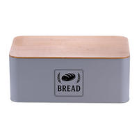 BROTKASTEN - Grau, Holz/Metall (33/13.5/19cm) - Relaxdays
