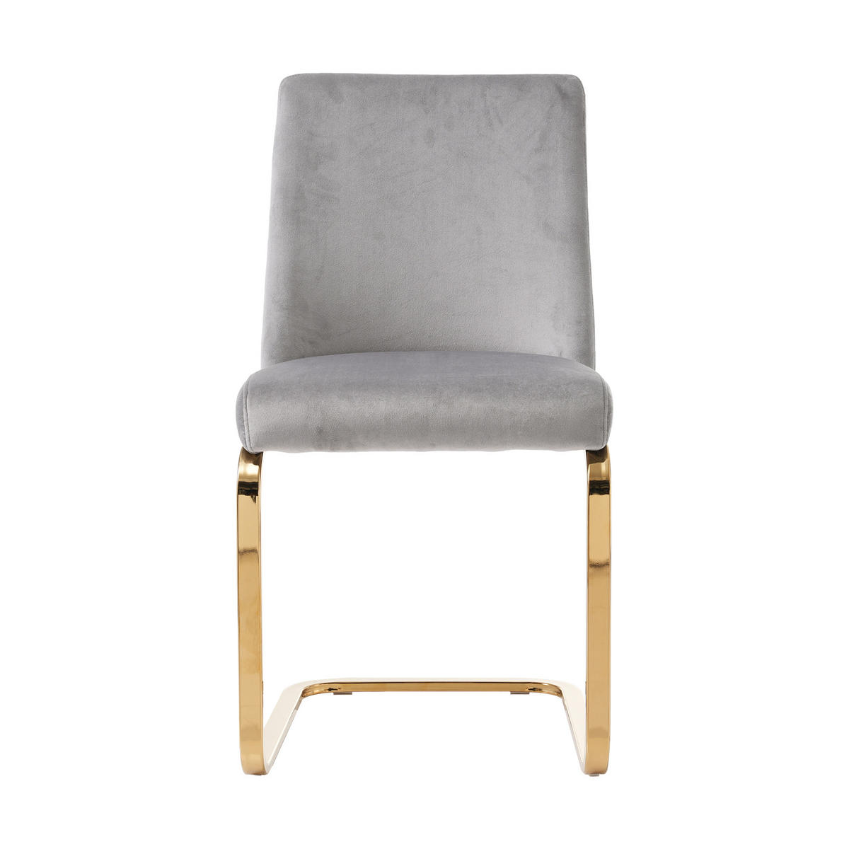 ESSZIMMERSTUHL 2er Set Samt Diamant Grau Gold Metallbeine - Grau, Textil (52/88.8/46cm) - FLIEKS