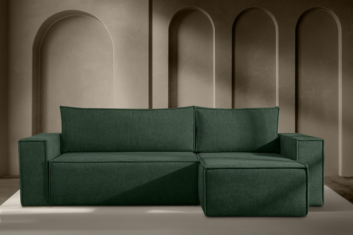 ECKSOFA-LINKS/RECHTS NAPI II mit Schlaffunktion, grün - Grün, Textil (262/148cm) - KONSIMO®