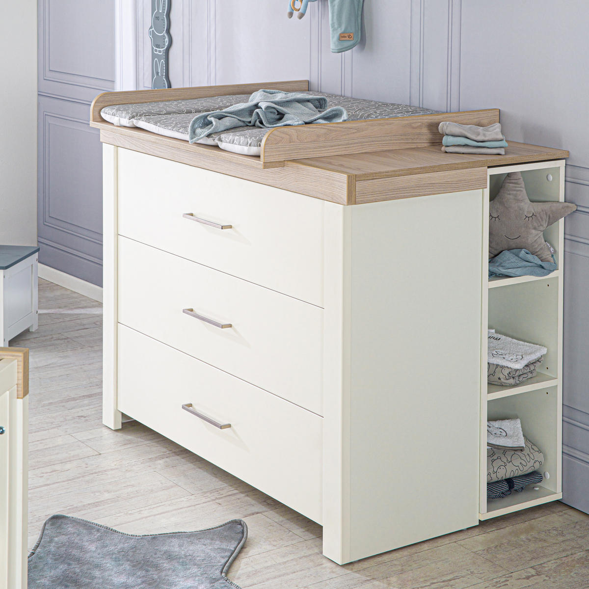 WICKELKOMMODE Lucy - Weiß, Holzwerkstoff/Metall (120/98/75cm) - Roba