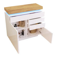 SIDEBOARD aus Spanplatte und MDF 39x110x115 cm Weiß mit LED-Beleuchtung, 2 Türen und 3 Schubladen - Weiß, Holzwerkstoff (110/115/39cm) - IVMEU