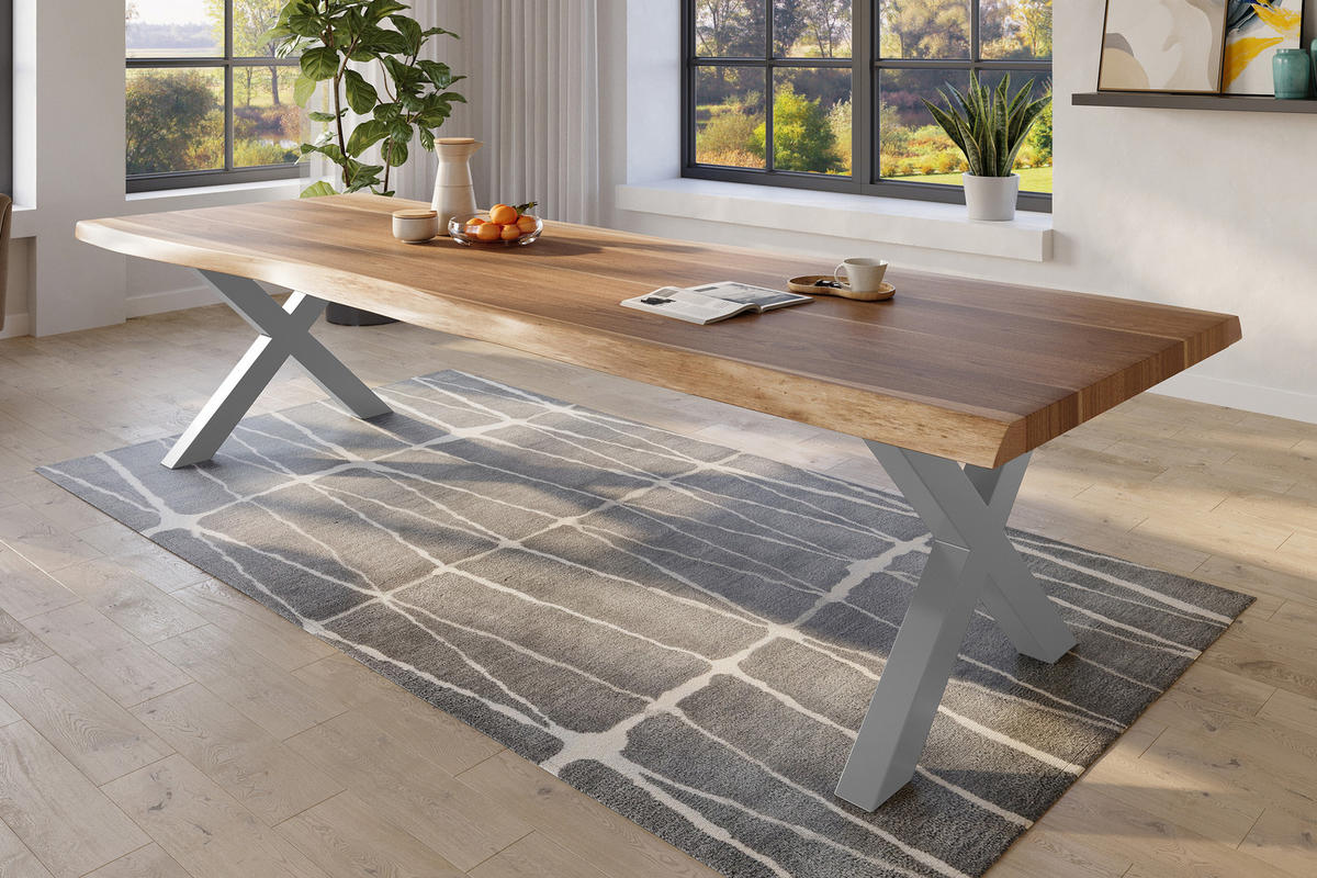ESSTISCH TITAN - Beige/Silberfarben, Holz (120/350/79cm) - SAM