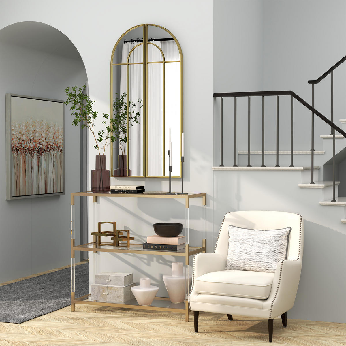 WANDSPIEGEL DE-14292 Bogenform 30x120 cm Gold - Goldfarben, Glas (30/120/3cm) - ComfortXL