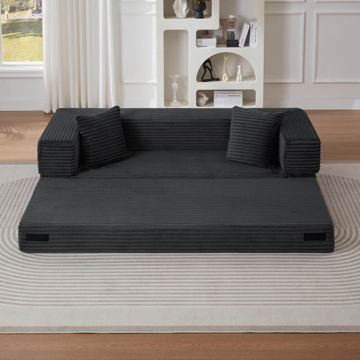 SCHLAFSOFA 2-Sitzer Sofa mit Schlaffunktion,Cord,Grau - Grau, Textil (200/60/76cm) - LVHOM