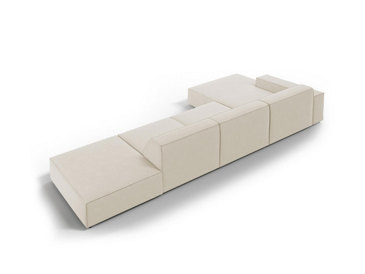 ECKSOFA links Jodie aus Samt dunkelbeige 5 Sitzplätze - Mokka, Textil (166/341cm) - Micadoni