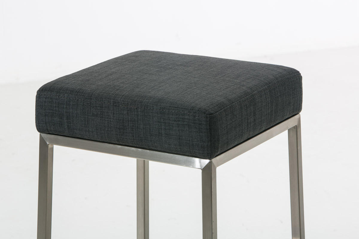 BARHOCKER Stoff dunkelgrau - Edelstahlfarben/Dunkelgrau, Textil/Metall (37/85/37cm) - CLP