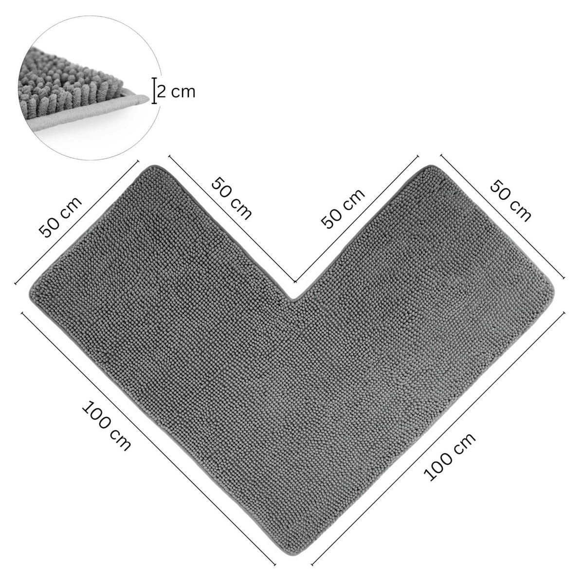 ECKBADEMATTE PARIS - Grau, Textil (100/100cm) - WohnDirect