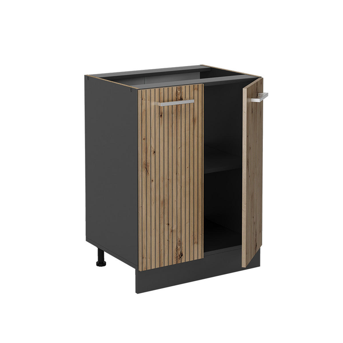 KÜCHENUNTERSCHRANK R-Line Artisan-Eiche 60 cm, AP Eiche - Anthrazit/Eiche Artisan, Holzwerkstoff (60/81.6/60cm) - Vicco