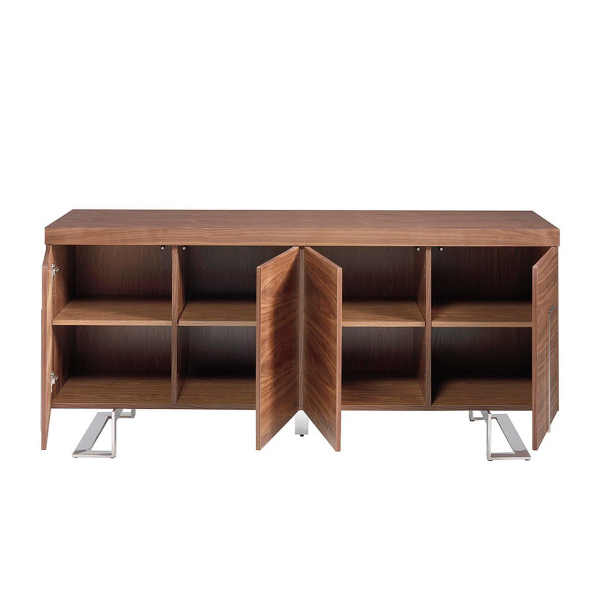 SIDEBOARD Walnuss Stahl 180/51/81 cm - Edelstahlfarben/Walnussfarben, Holz (180/81/51cm) - ANGEL CERDA