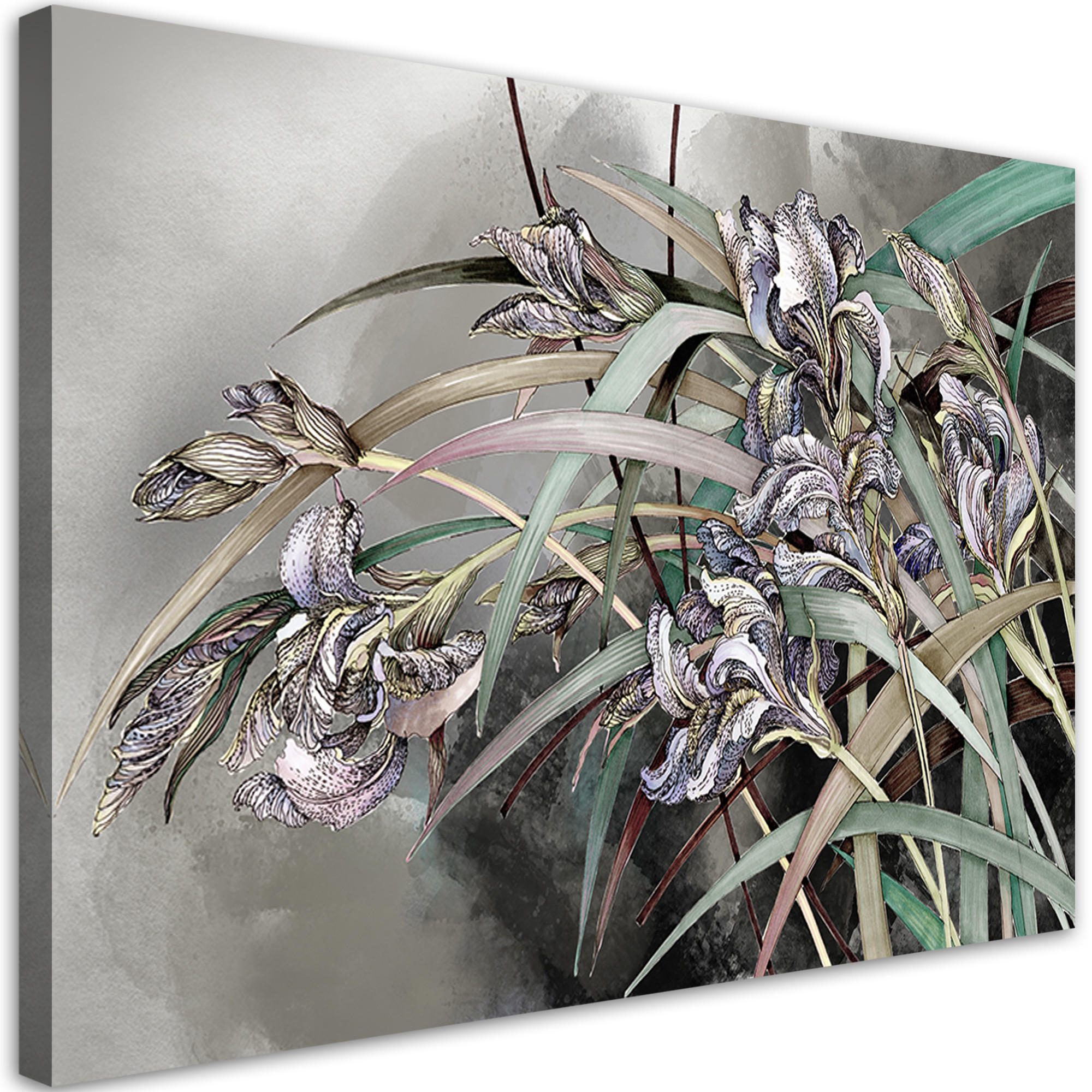 WANDBILD iris blumen im wind - Grau, Textil (60/40cm) - Feeby