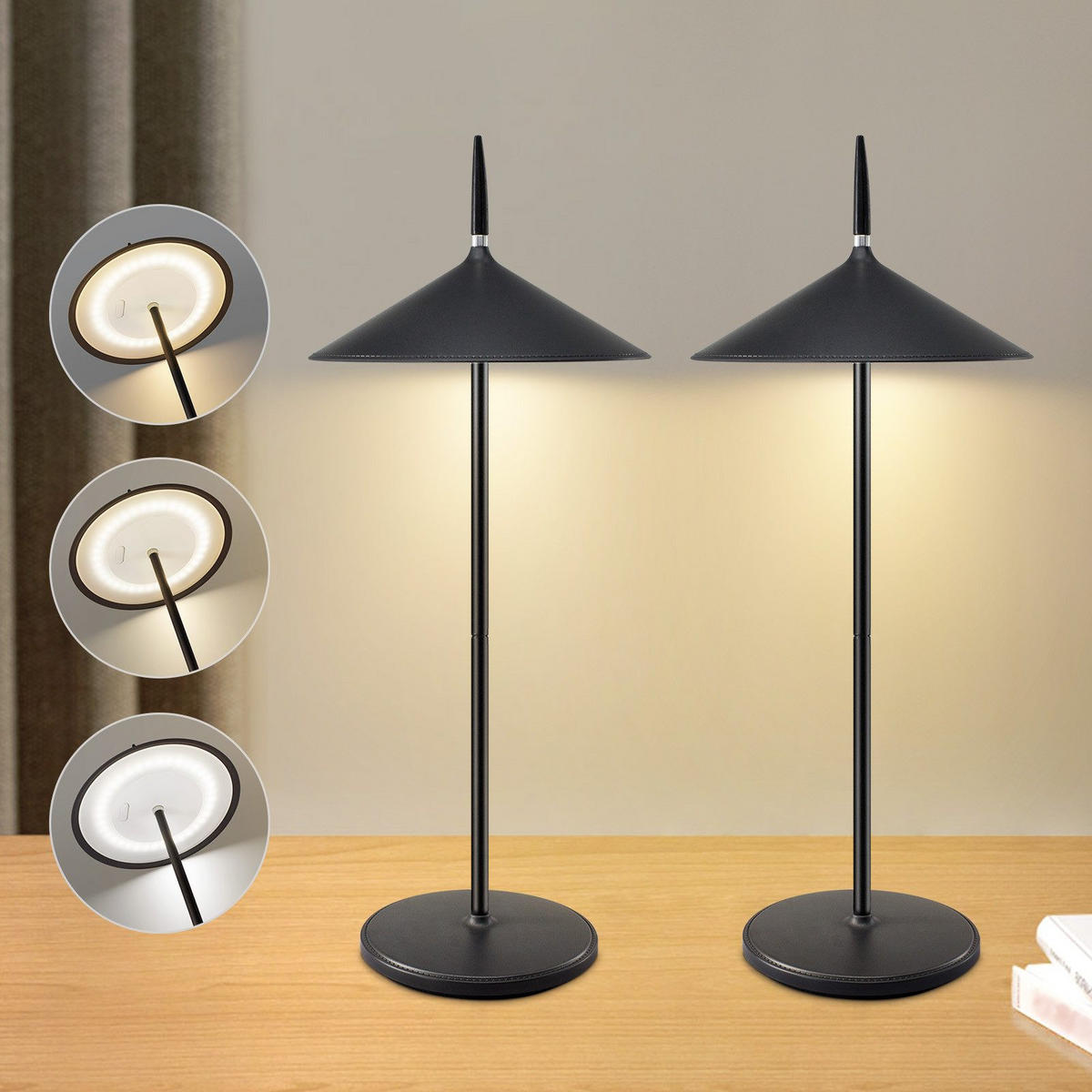 TISCHLEUCHTE Leuchtig 15.4/37.6/15.4 cm（2er-set） - Schwarz, Metall (15.4/15.4/37.6cm) - ZMH