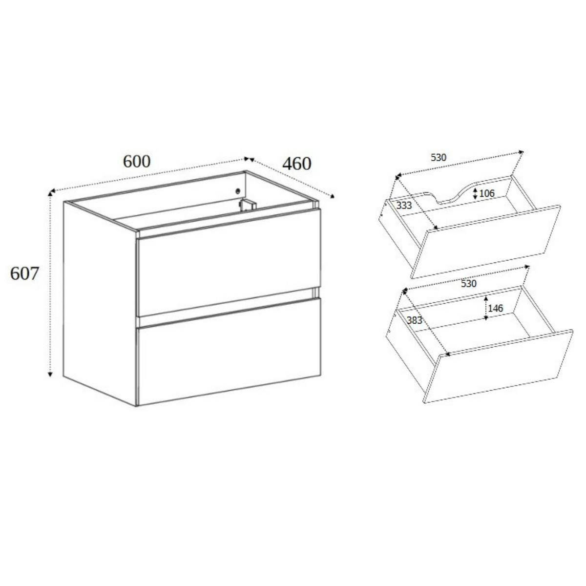 BADEZIMMERSCHRANK 60 cm, Farbe: helle Eiche, 60 x 57 x 46 cm - Beige, Holzwerkstoff (60/57/46cm) - 3XE LIVING