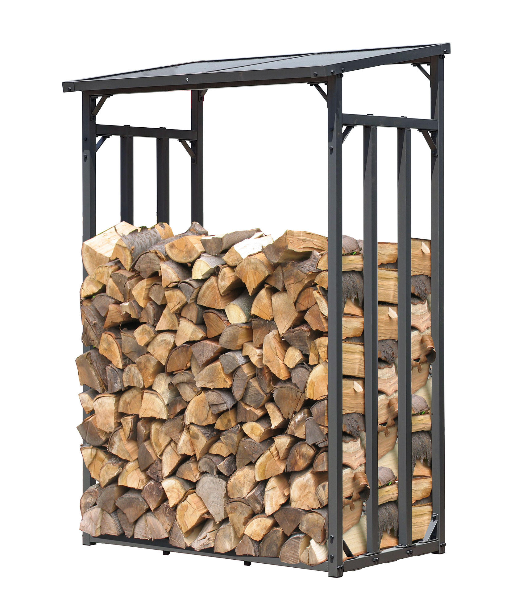 KAMINHOLZREGAL Außen Pro 130/70/185 cm Metall Anthrazit 1,6 m³ / 2 SRM - Anthrazit, Metall (130/185/70cm) - QUICK STAR