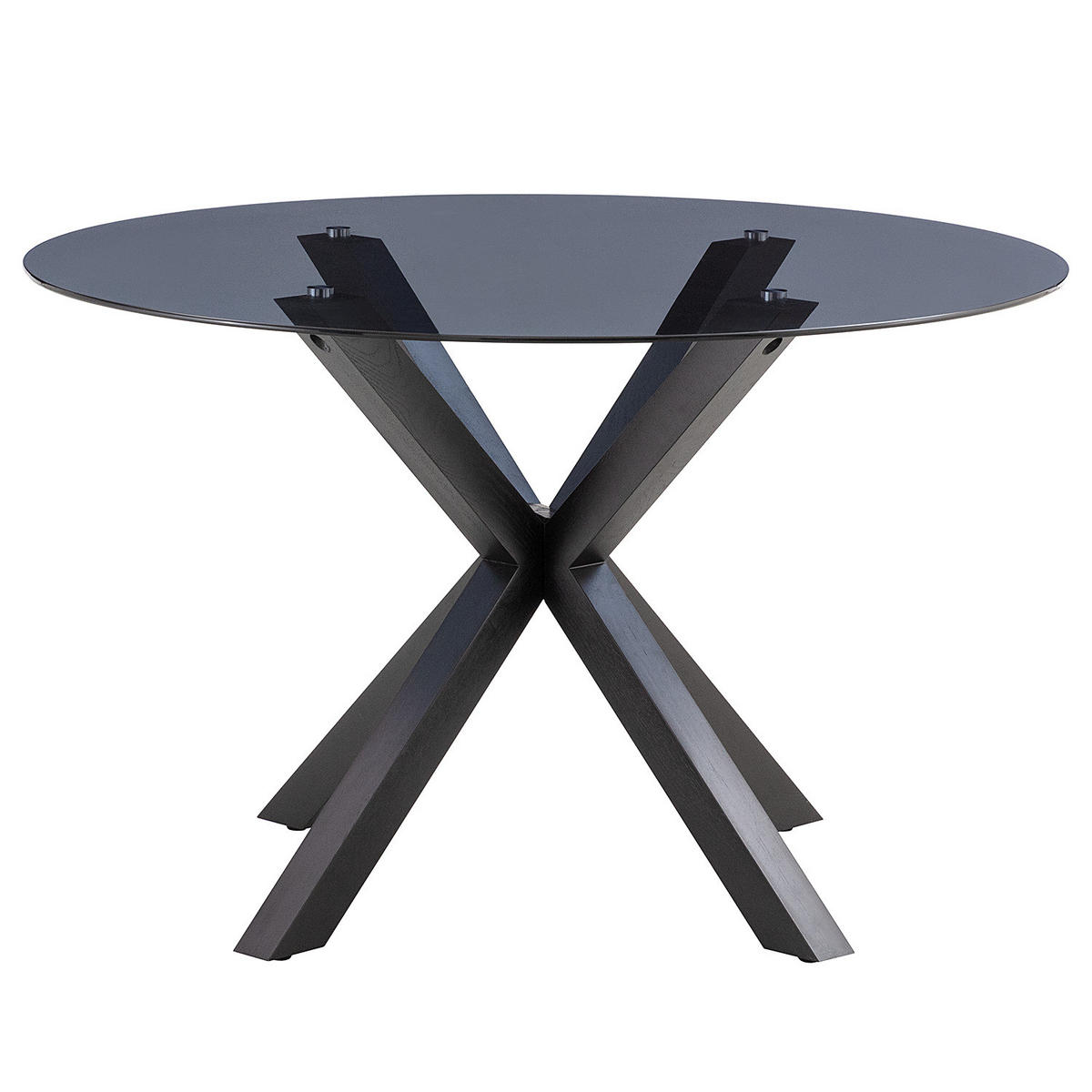 ESSTISCH rund - Glas / Eiche massiv - Eichefarben/Schwarz, Glas/Holz (119/119/76cm) - home24