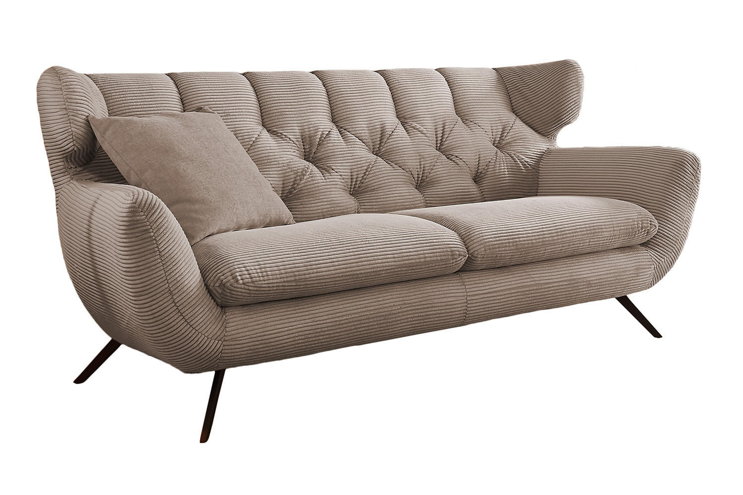 SOFA CHARME Taupe Cord - Taupe/Schwarz, Textil/Metall (175/94/95cm) - KAWOLA