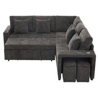 ECKSOFA 220/205/86,5 cm grau Chenille mit Schlaffunktion und Stauraum - Grau, Textil (205/220cm) - OKWISH