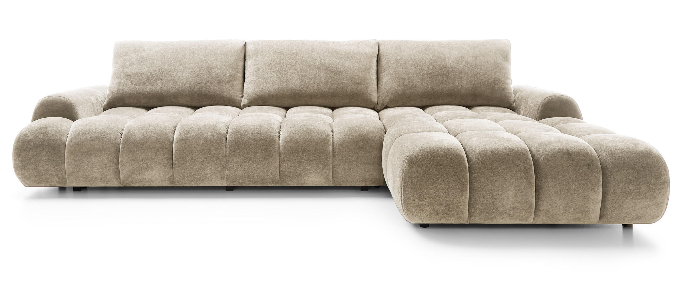 ECKSOFA 340 cm Valerio II, Schlaffunktion, Bettkasten, Rechts, Beige - Beige, Holz (177/340cm) - Emporius