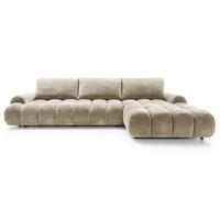 ECKSOFA 340 cm Valerio II, Schlaffunktion, Bettkasten, Rechts, Beige - Beige, Holz (177/340cm) - Emporius