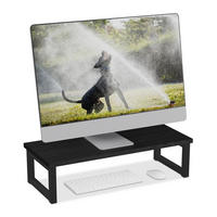 MONITORSTÄNDER Schwarz MDF Eisen 15x55x23 cm - Schwarz, Holzwerkstoff/Metall (23/55/15cm) - Relaxdays