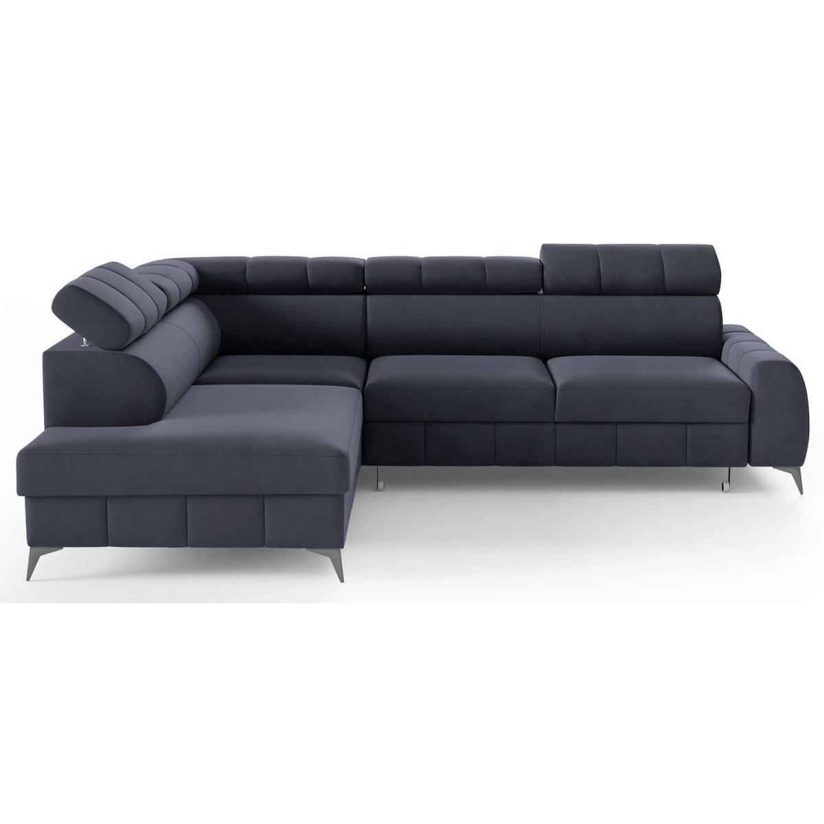 ECKSOFA London Dunkelgrau Velours - Dunkelgrau/Schwarz, Textil/Metall (274/203cm) - Selsey