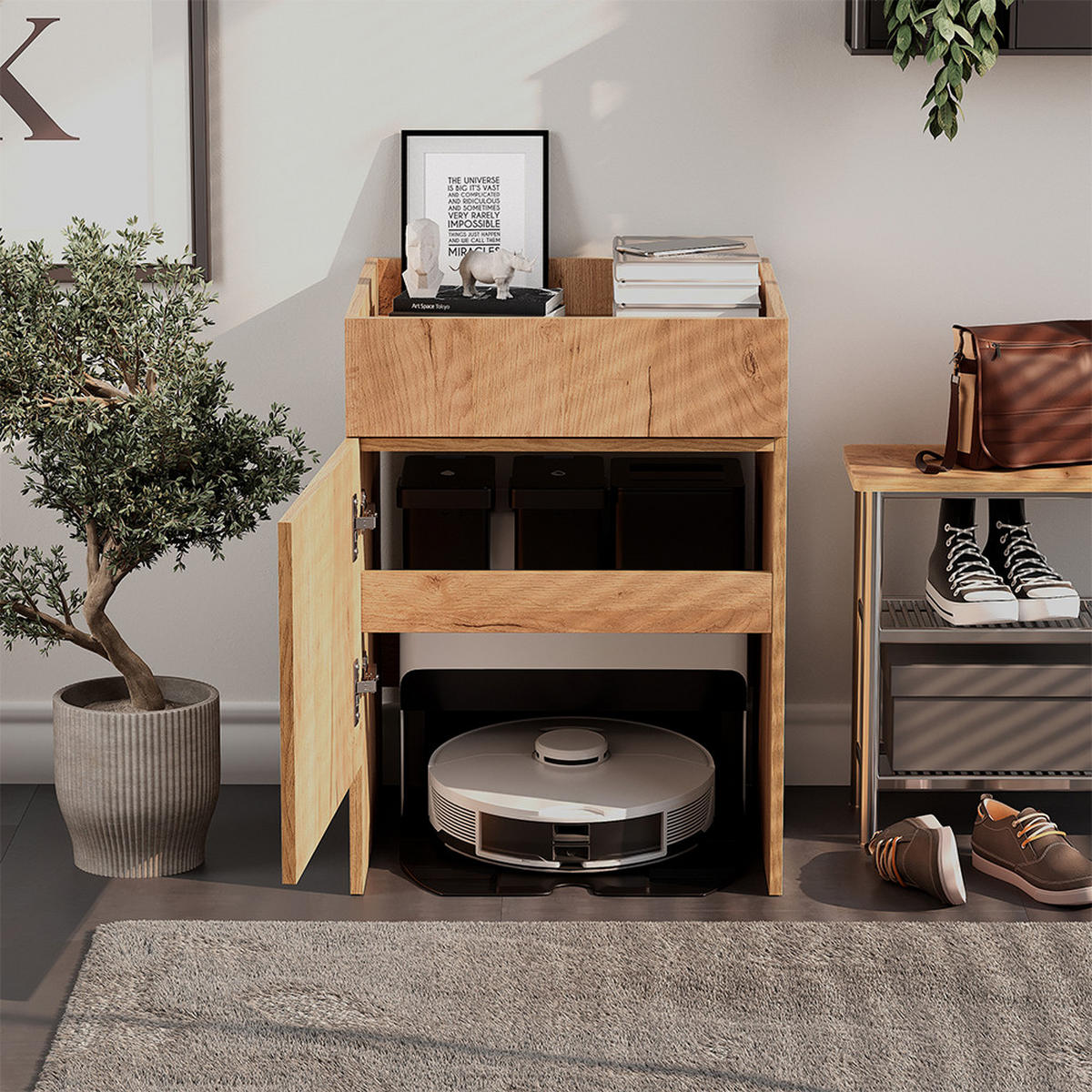 SAUGROBOTERSCHRANK Dustin Goldkraft Eiche 50 x 67.5 cm mit 1 Tür - Honigeiche, Holzwerkstoff (50/67.5/50cm) - Vicco