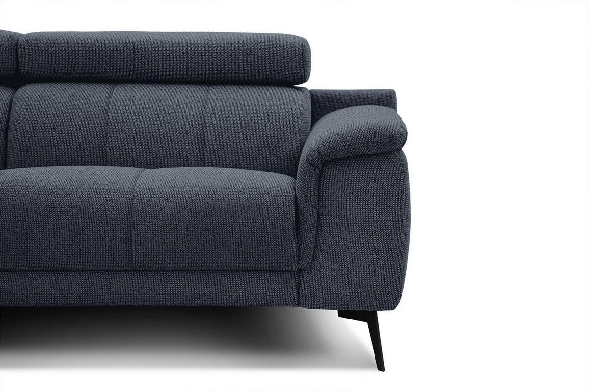 ECKSOFA FIERO 5-Sitzer, dunkelblau - Schwarz/Dunkelblau, Holzwerkstoff/Textil (158/269cm) - Courtois Laville