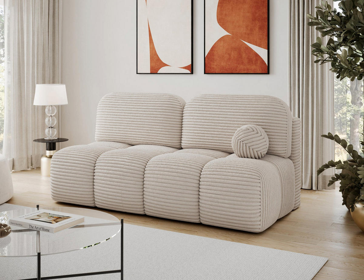 SCHLAFSOFA Nuwia mit Schlaffunktion und Bettkasten – Modernes Designsofa mit Schlafauszug und dekorativer Steppung - Weiß, Kunststoff (200/102/100cm) - Wohnideebilder