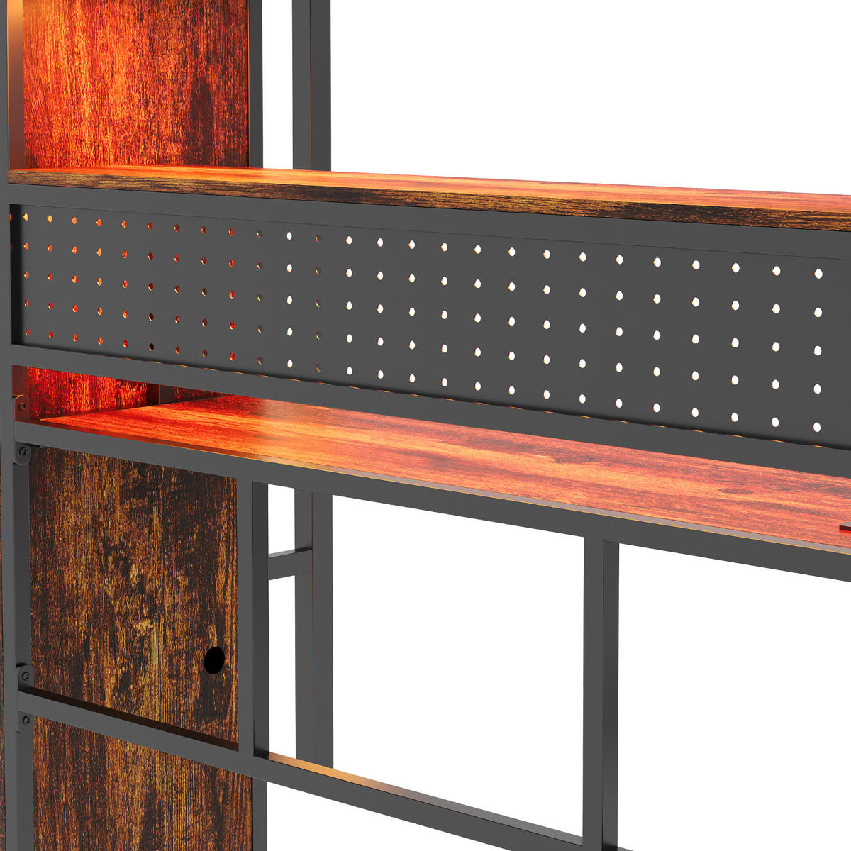 HOCHBETT 90/200 cm in Schwarz mit Schreibtisch, LED, Regal und Kleiderschrank - Schwarz, Holzwerkstoff/Metall (90/200cm) - CHICFURN