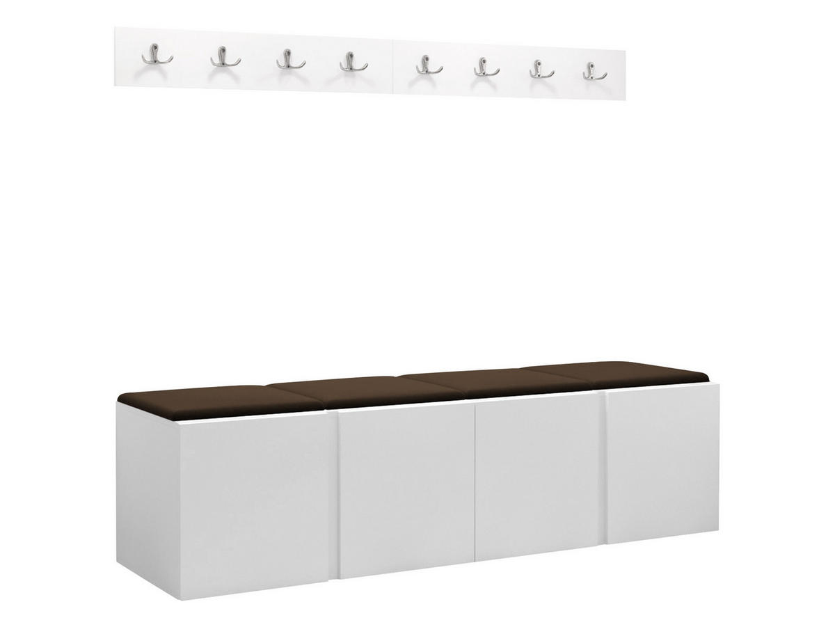 GARDEROBEN-SET Orion VII - Weiß/Braun, Holzwerkstoff/Kunststoff (168/42/46cm) - MIRJAN24