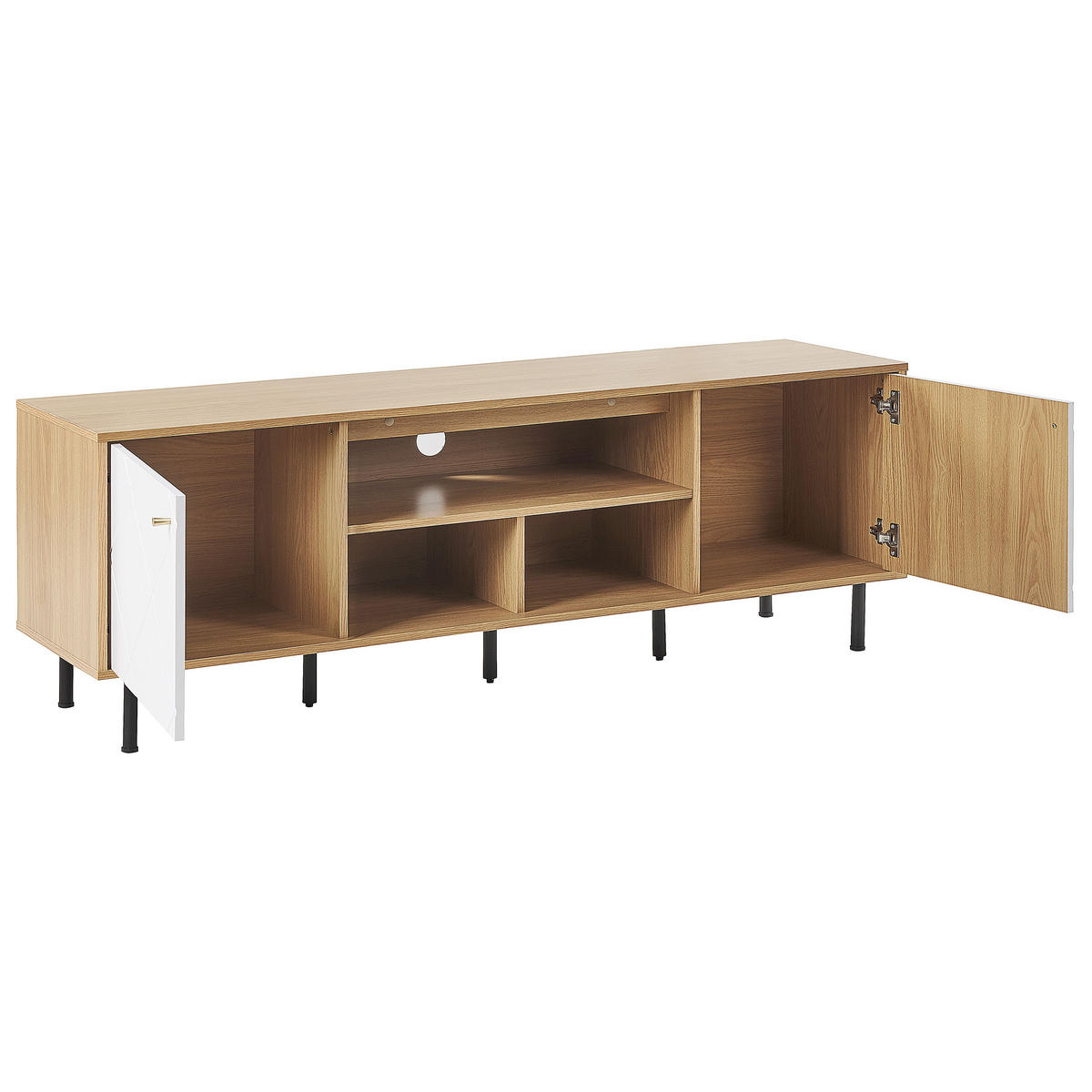 TV-MÖBEL Hellbraun, Weiß PALMER 40/160/56 cm - Hellbraun, Holzwerkstoff (160/56/40cm) - Beliani