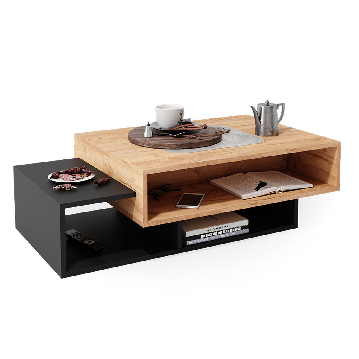COUCHTISCH Bari Anthrazit 105 x 60 cm - Anthrazit, Holzwerkstoff (60/105/32cm) - Vicco