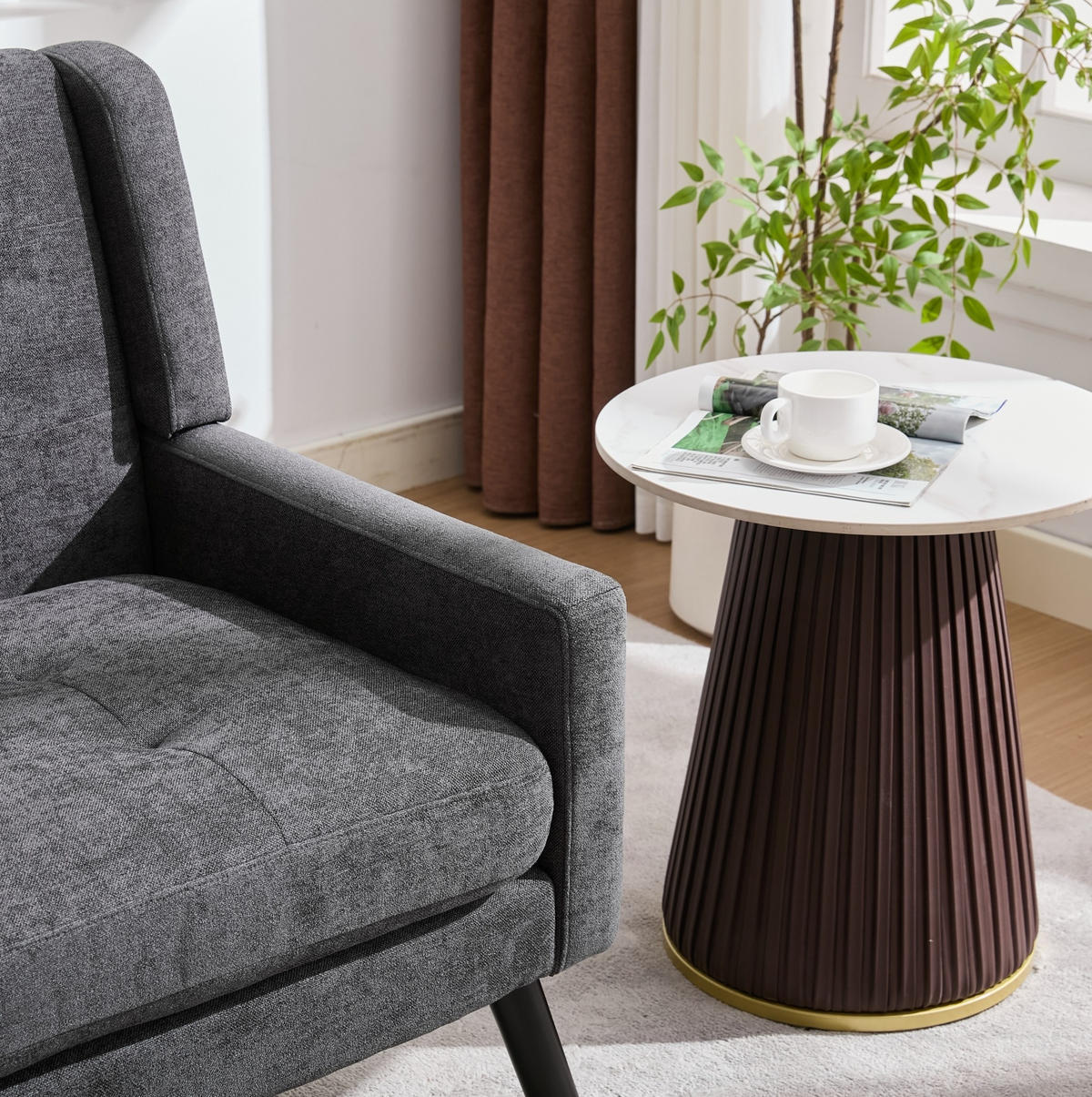 2-SITZER 119/75/88 cm Leinenpolster mit Knopfsteppung, Massivholzbeinen Dunkelgrau - Dunkelgrau, Textil (75/88/120cm) - OKMYHOME