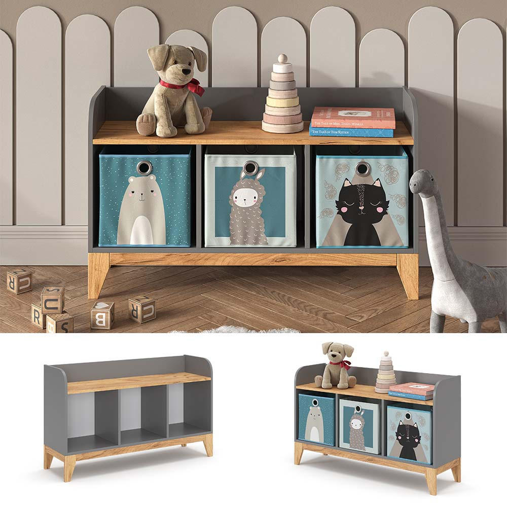 KINDERSITZBANK Malia Grau 107.2 x 63.8 cm - Eichefarben/Grau, Holzwerkstoff (107.2/63.8/30.6cm) - VitaliSpa