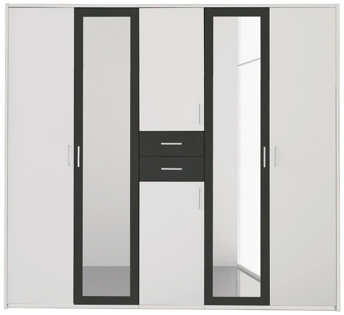 KLEIDERSCHRANK Diver weiß / graphit 225 / 58 / 207cm - Graphitfarben/Weiß, Holz/Holzwerkstoff (225/207/58cm) - Wimex