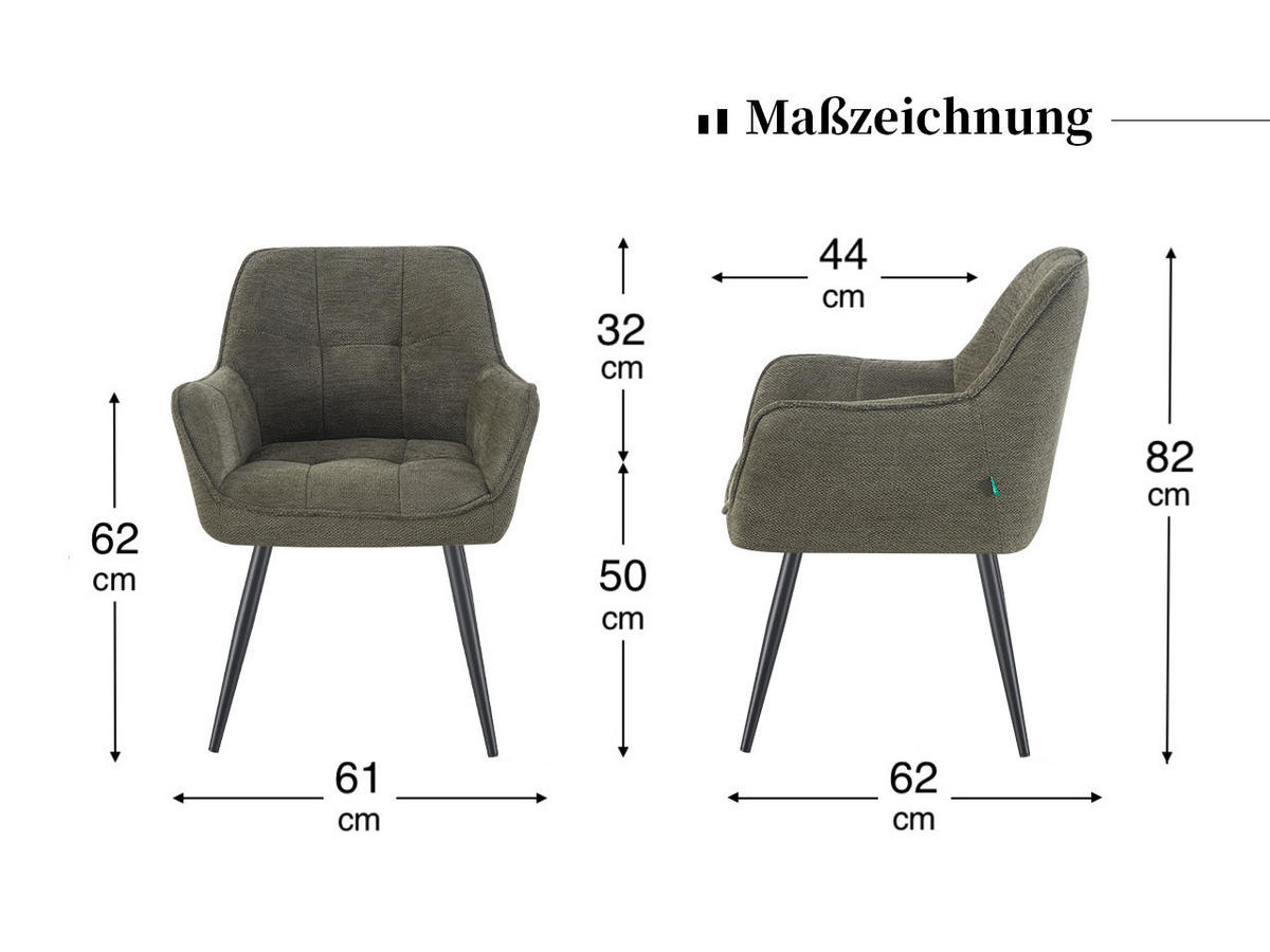 ESSZIMMERSTUHL THOMAS-MIRA 2er-Set 360°drehbar - Creme/Schwarz, Textil (61/82/62cm) - DUBI Möbel