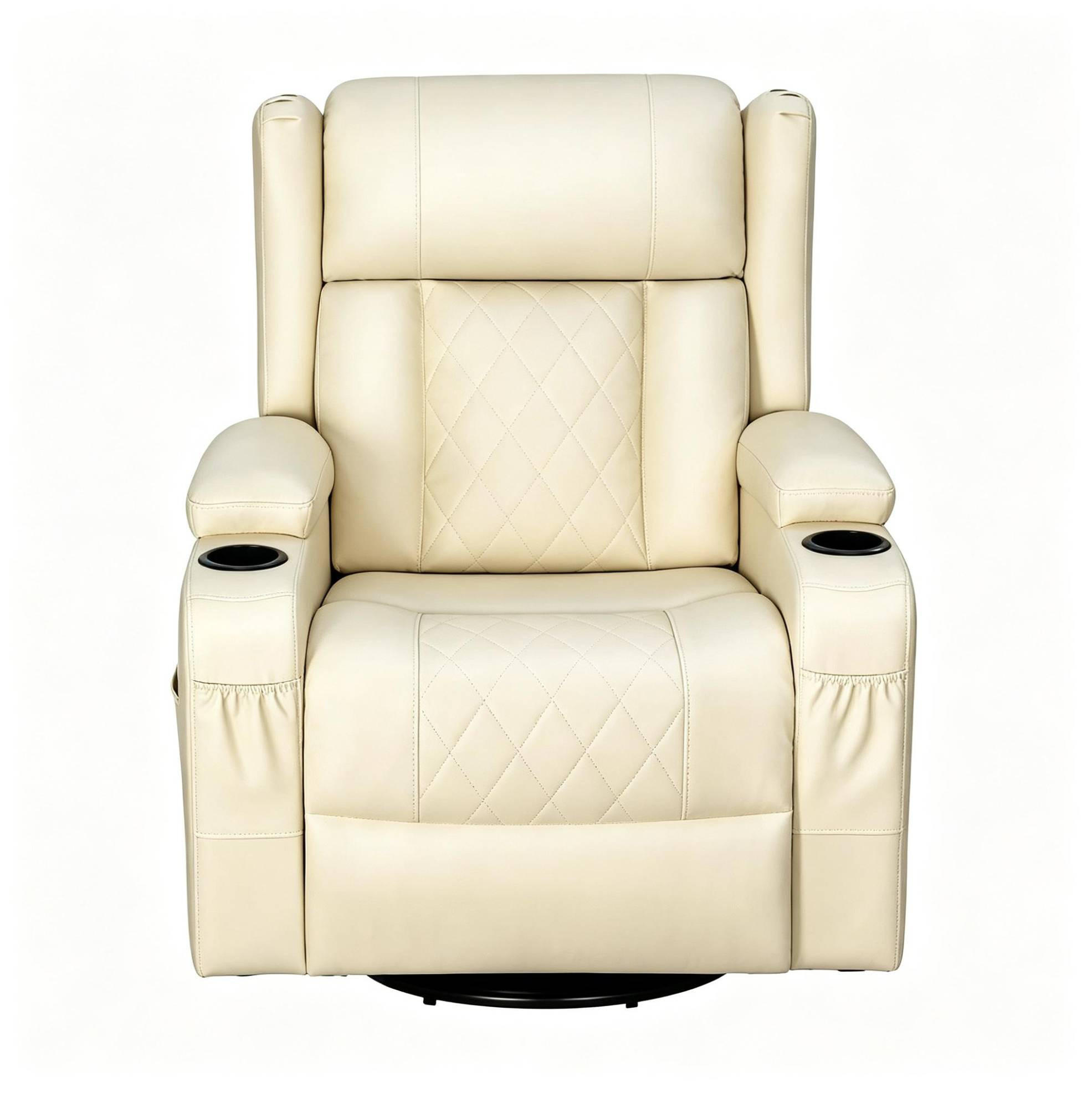 RELAXSESSEL in Beige 94,5x87x103,5 cm mit Dreh-, Wipp- und Liegefunktion - Beige, Textil (87/103.5/94.5cm) - IVMEU